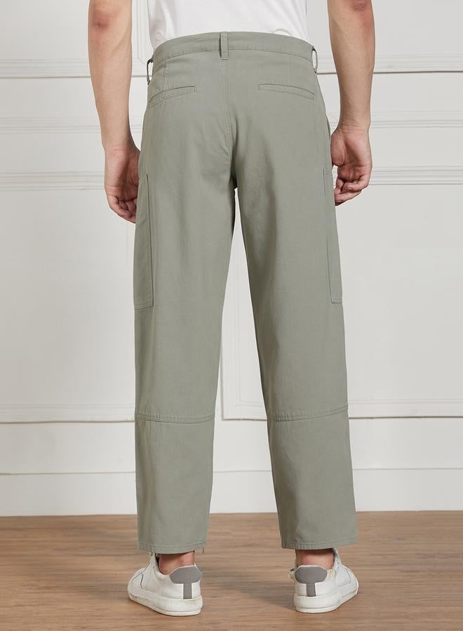 Men's Sage Green Cargo Trousers - Relaxed Fit for Versatility