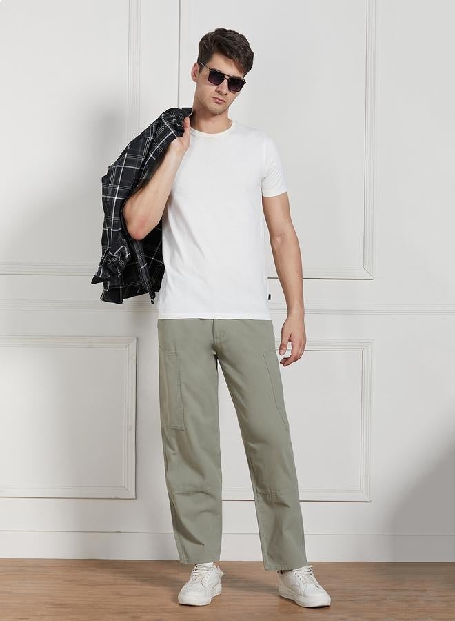 Men's Sage Green Cargo Trousers - Relaxed Fit for Versatility