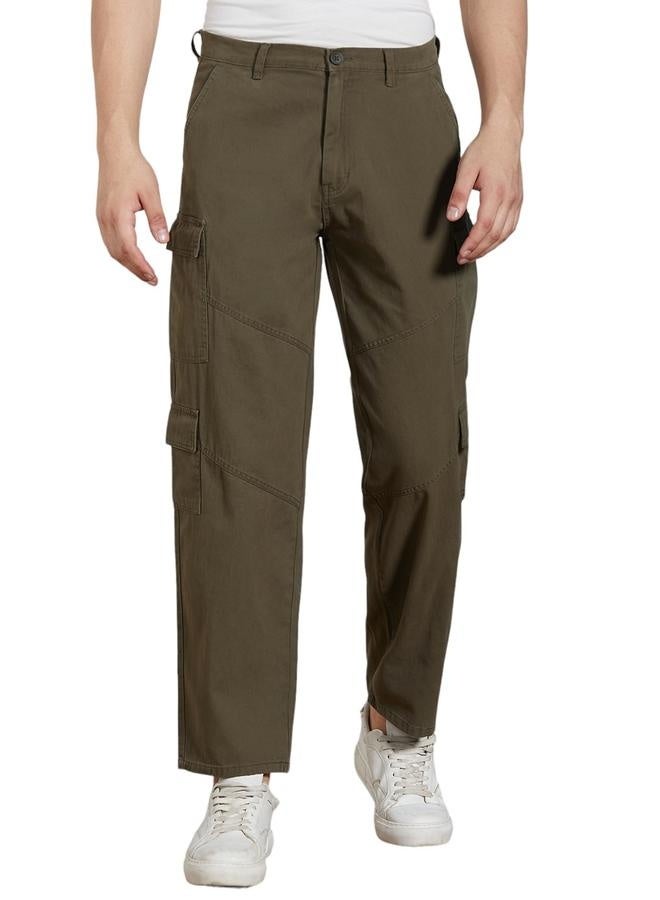 Men's Olive Cargo Trousers - Relaxed Fit Outdoor Essential