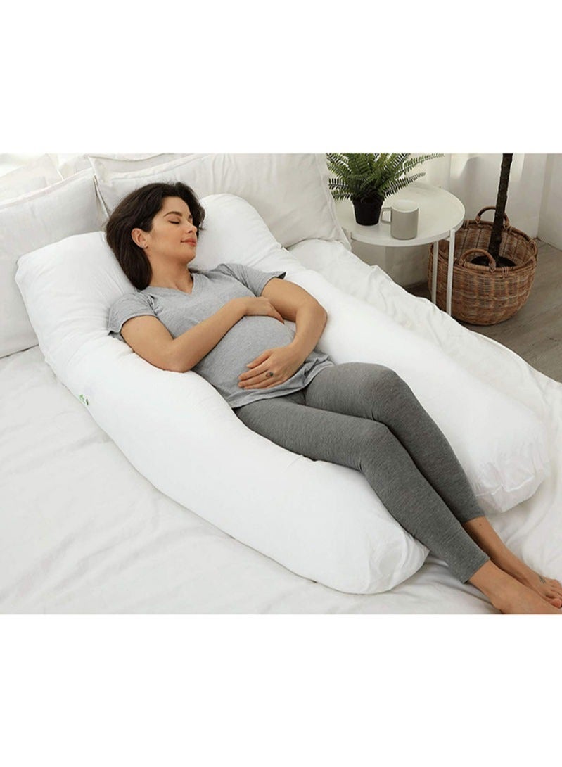 Premium U Shaped Comfortable Pregnancy Pillow Polyester White