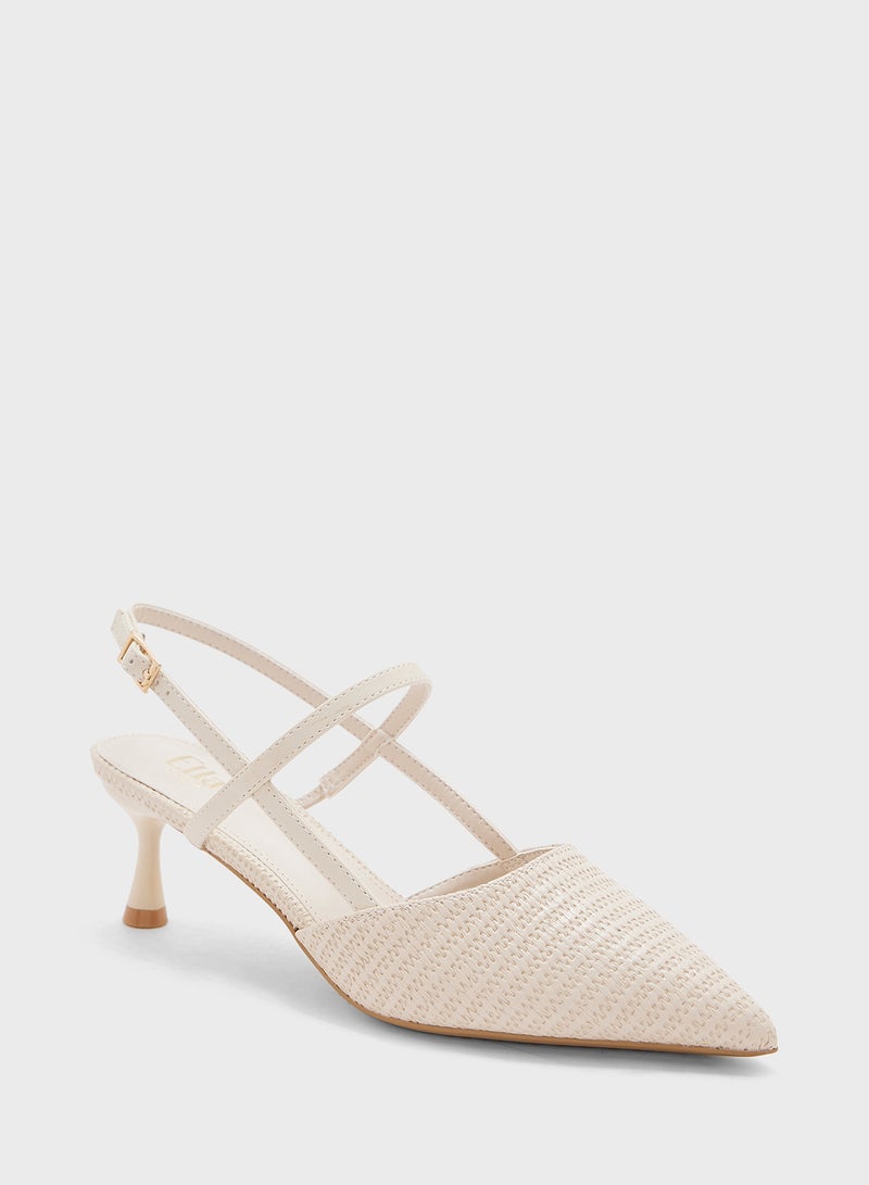 Pointy Toe Backstrap Pump