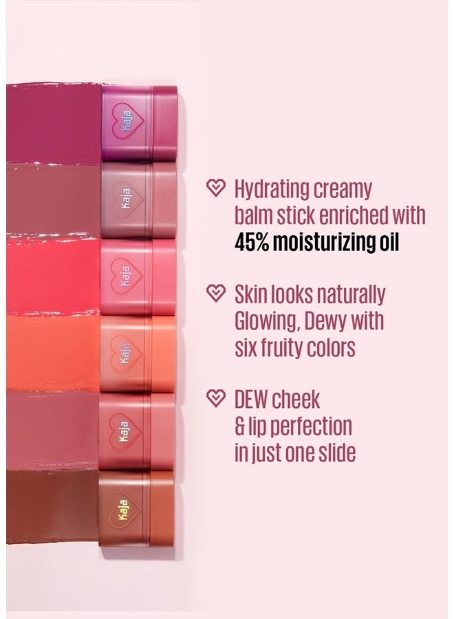Dewy Bar - Creamy Multi-Stick Blusher & Lip Balm, Korean Cream Blush Stick for Cheeks and Lips, 45% Moisturizing Oil, Apple Extract, Vitamin-Hyaluronic Acid Infused, 06 Grapefruit Gelato, 10g