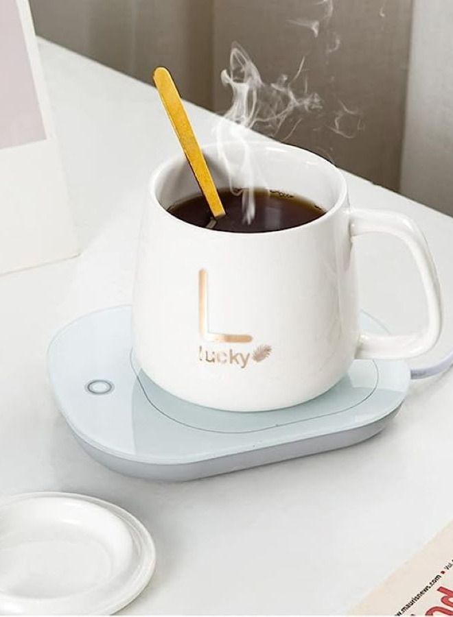 Coffee Mug Warmer Set with Mug, Spoon, Heater, Smart Coffee Cup Warmer with Auto On/Off Gravity-Induction for Coffee, Tea, Water, Milk