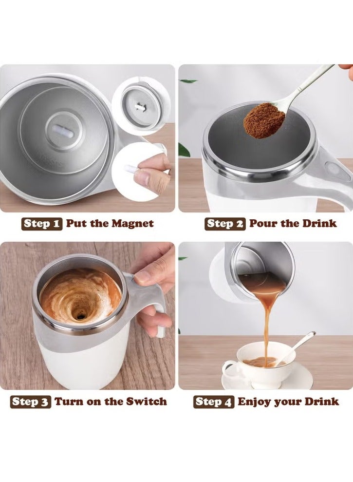 Self Stirring Coffee Mug,Electric Self Mixing Mug, Rechargeable Stirring Mug Auto Magnetic Mug Portable Self Stirring Mug,Stainless Steel Cup Coffee Powder /Milk /Tea /Cocoa /Protein Powder