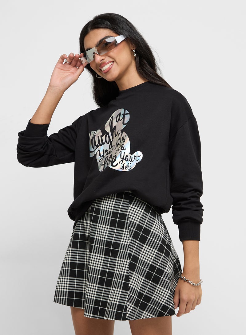 Mickey Oversize Foil Print Sweatshirt