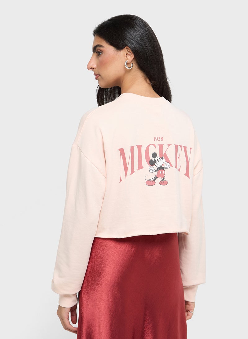 Mickey Cropped Graphic Sweatshirt