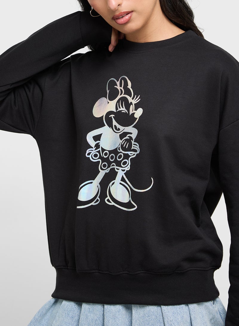 Minnie Oversize Foil Print Sweatshirt