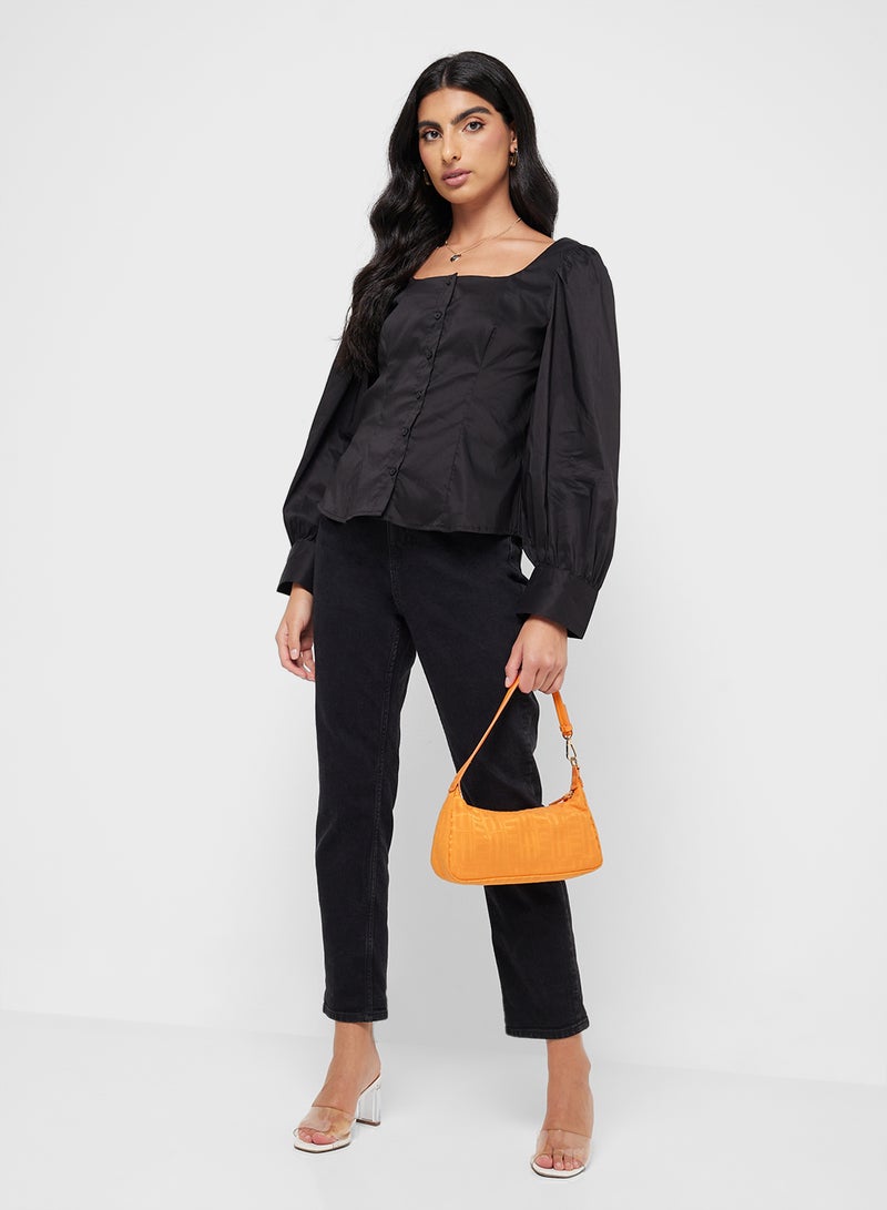 Square Neck Puff Sleeve Top