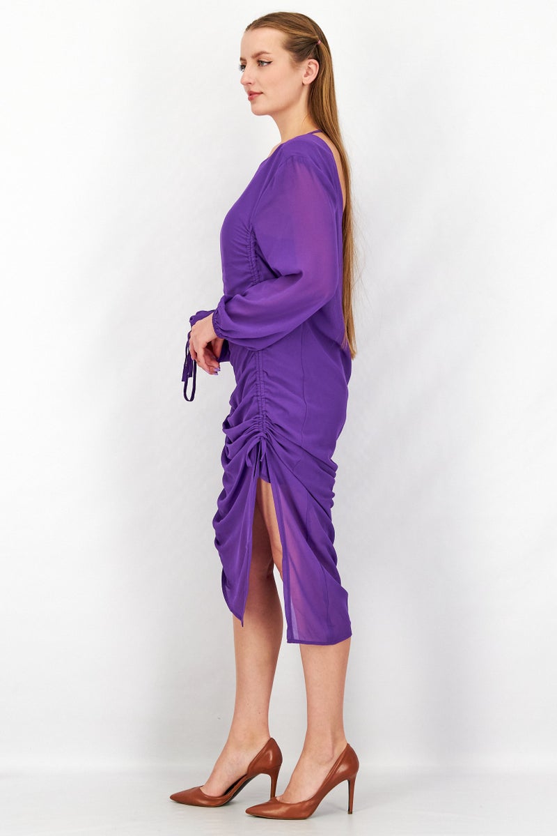 Women Textured Maxi Dress, Purple