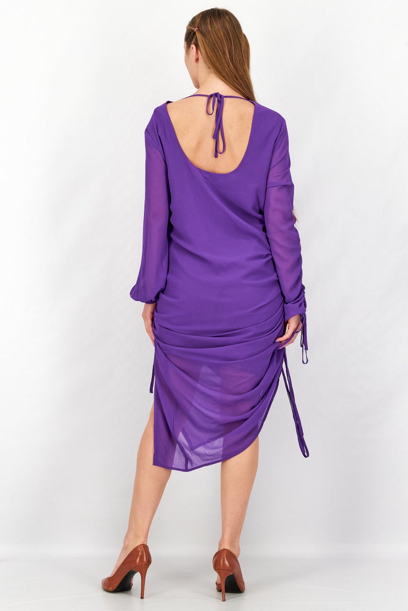 Women Textured Maxi Dress, Purple