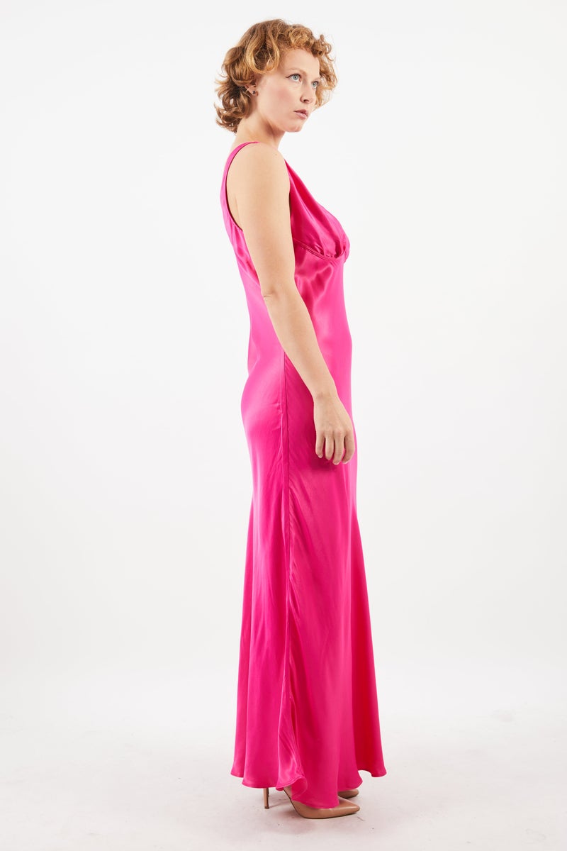 Women Plain Maxi Dress, Magenta