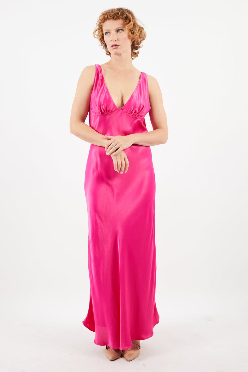 Women Plain Maxi Dress, Magenta