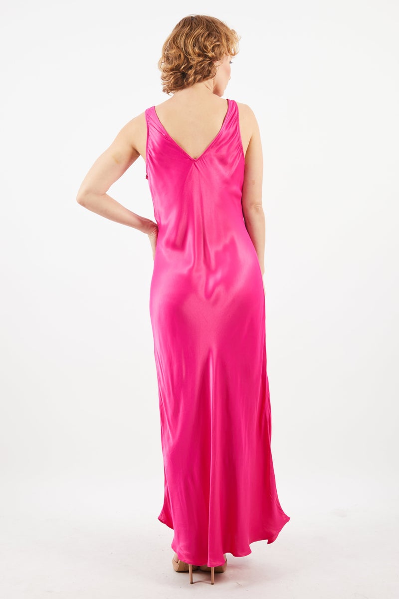 Women Plain Maxi Dress, Magenta