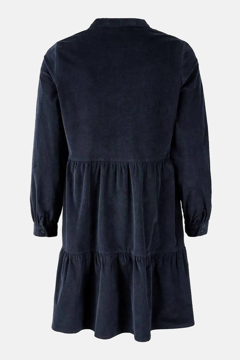 Women Corduroy Mini Casual Dress, Navy