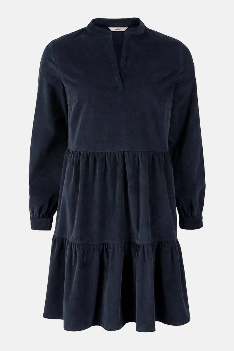 Women Corduroy Mini Casual Dress, Navy