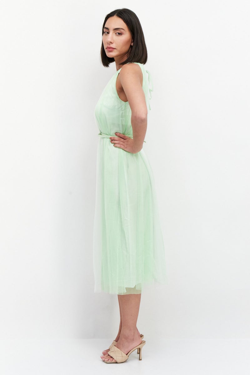 Women Textured Maxi Dress, Green