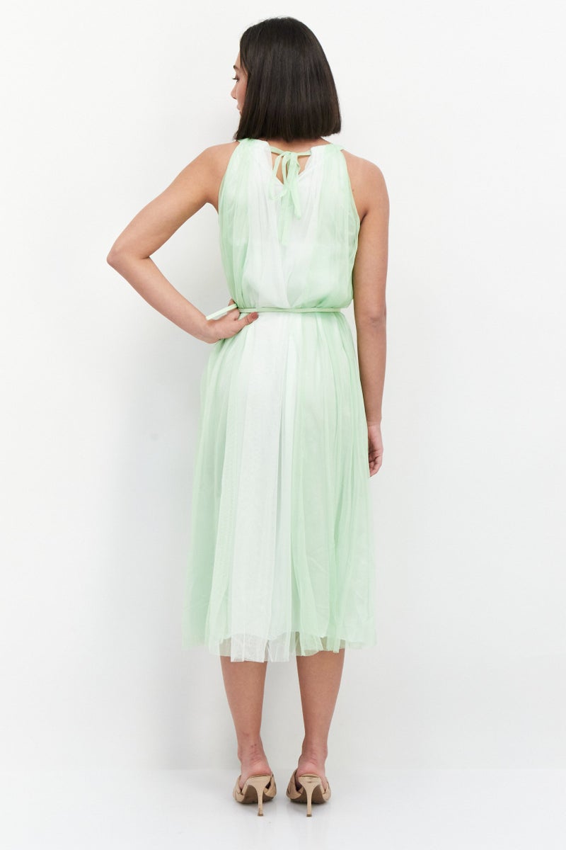 Women Textured Maxi Dress, Green