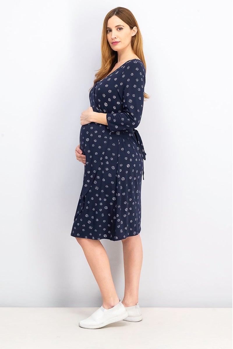 Maternity Allover Print Midi Dress, Navy