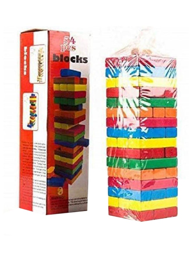 Tower Challenge Wooden Colored Blocks Puzzle Toy 54 Pcs