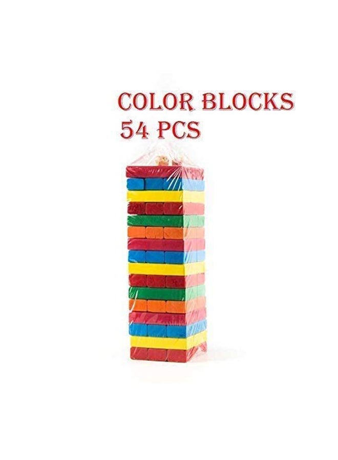 Tower Challenge Wooden Colored Blocks Puzzle Toy 54 Pcs