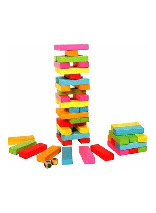 Tower Challenge Wooden Colored Blocks Puzzle Toy 54 Pcs