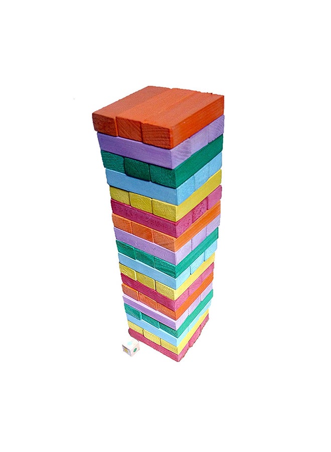 Tower Challenge Wooden Colored Blocks Puzzle Toy 54 Pcs