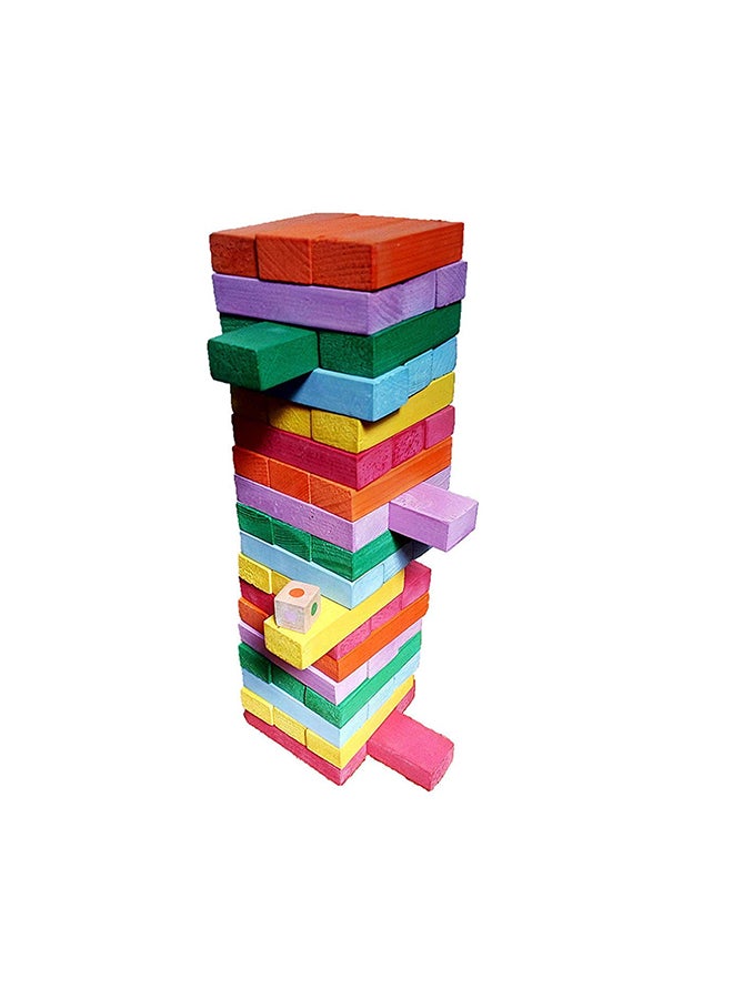 Tower Challenge Wooden Colored Blocks Puzzle Toy 54 Pcs