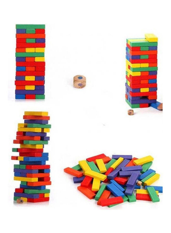 Tower Challenge Wooden Colored Blocks Puzzle Toy 54 Pcs