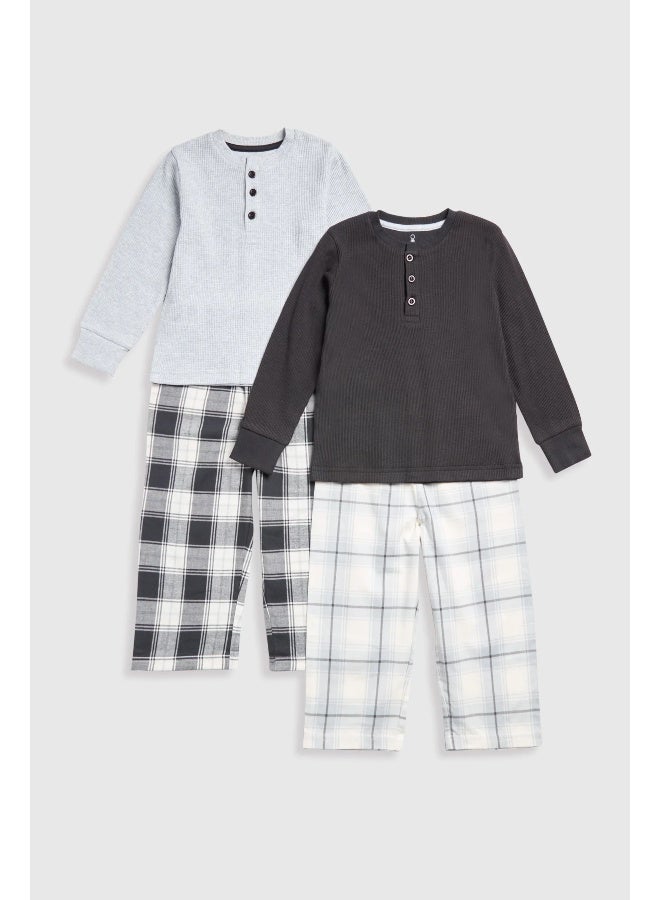 Wide-Leg Waffle Pyjamas - 2 Pack