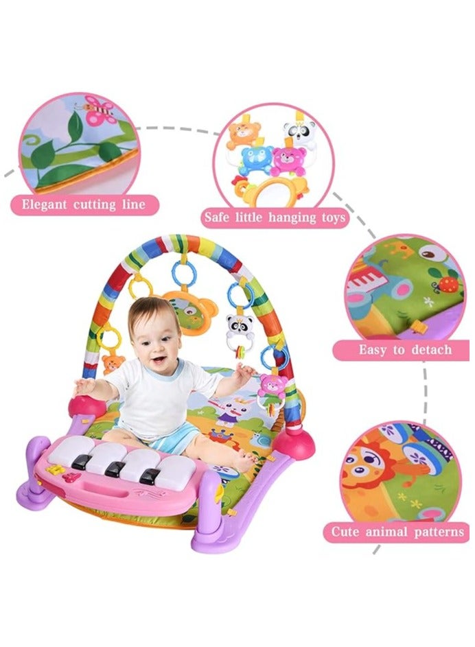 Tummy Time-Educational Toys for 0-6-12-18Month+Boys and Girls - Large Baby Play Mat -Kick and Play Piano Gym -Activity Mats for Infants - (Pink - Standard Packaging)