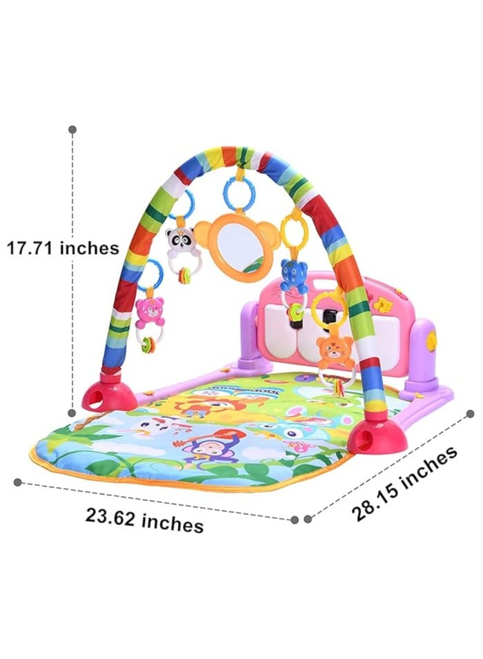 Tummy Time-Educational Toys for 0-6-12-18Month+Boys and Girls - Large Baby Play Mat -Kick and Play Piano Gym -Activity Mats for Infants - (Pink - Standard Packaging)