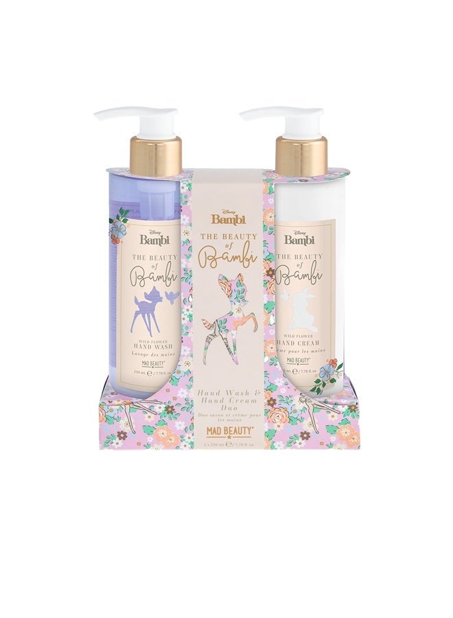 Disney Beauty of Bambi Hand Wash & Hand Cream Duo, Hand Care, Gorgeous Wild Flower Scent, 2 x 230 ml, Hydrating Self-Care Set, Great Gift