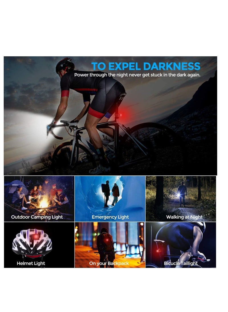 2021 Bike Light Set, USB Rechargeable Super Bright LED Waterproof Headlight Front Lights and Back Rear Bike Lights, Easy Mount 4 Light Mode Cycle Lights Fits All Bicycles