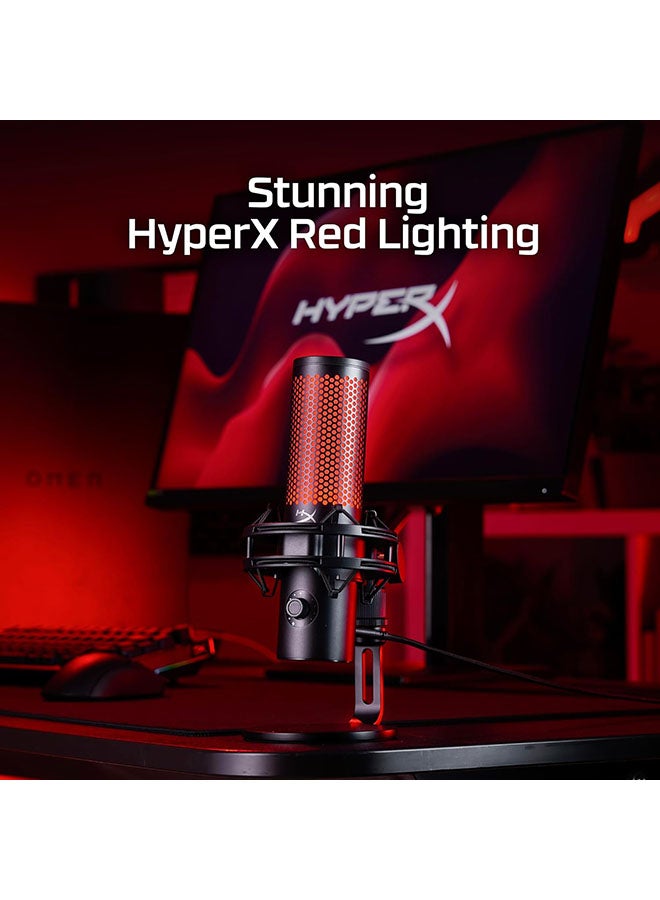 HyperX QuadCast 2 – USB Microphone for Gaming, Streaming and Podcasting, with On-Board Controls, LED Lighting, Removable Shock Mount, PC, Mac, PS5, PS4, USB-C - Black