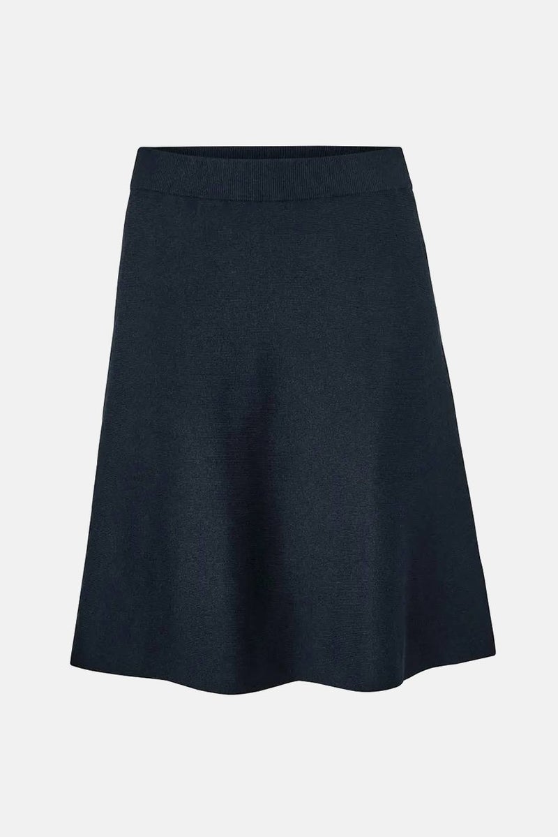 Women Knit Midi Skirt, Navy