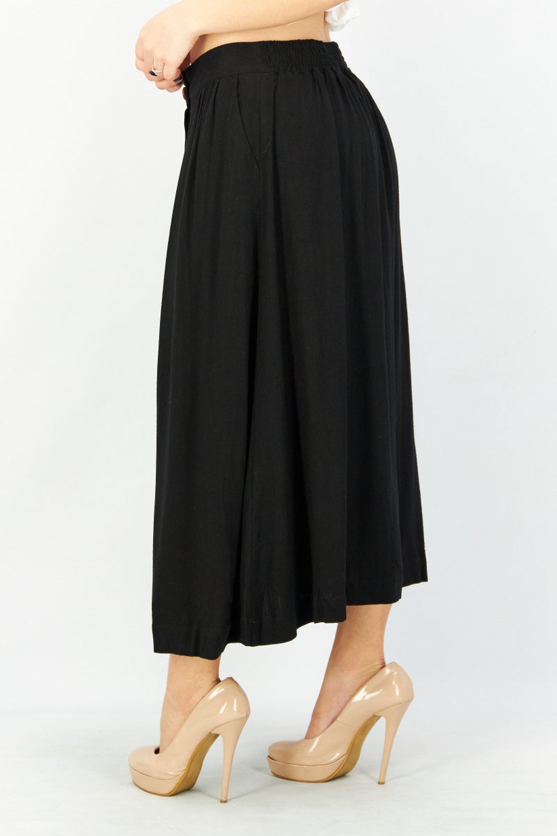 Women Solid Midi Skirt, Black