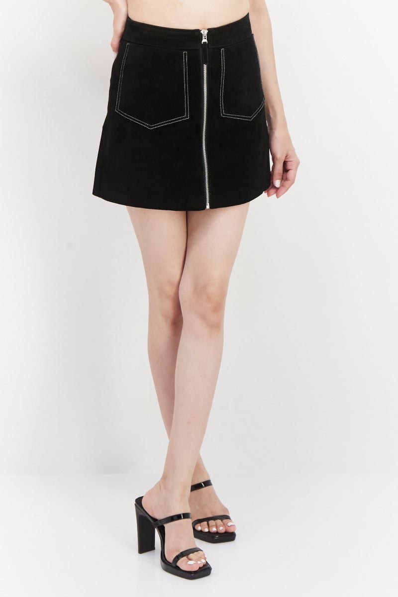 Women Plain Mini Skirts, Black