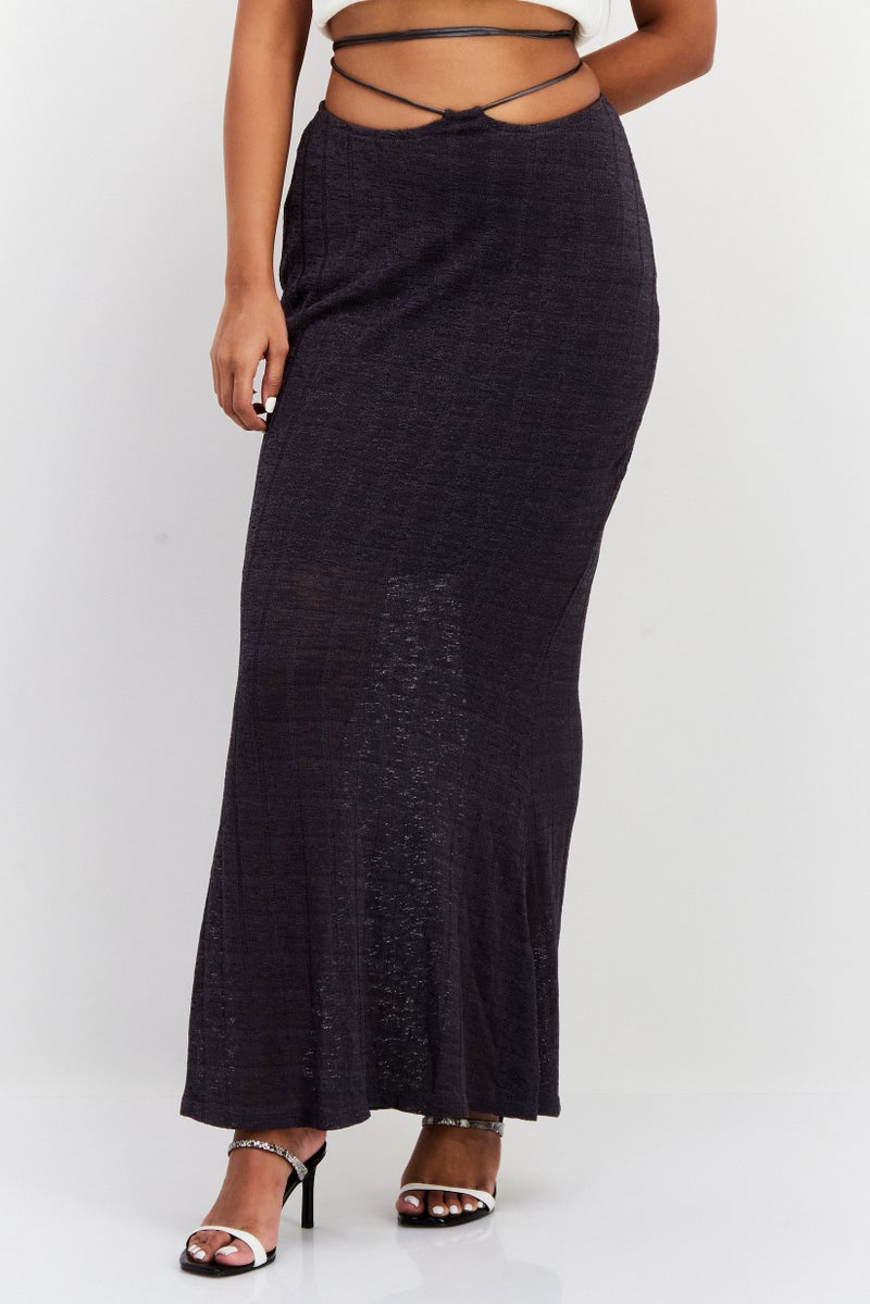 Women Strappy Maxi Skirts, Dark Grey