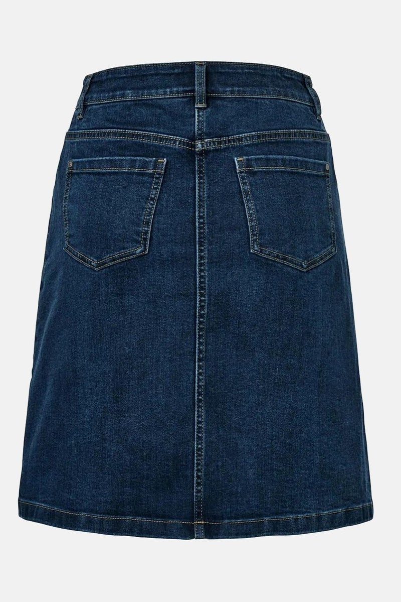 Women Solid Denim Mini Skirt, Navy