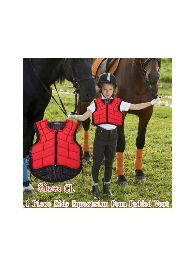 1-Piece Kids Equestrian Foam Padded Vest,Safety Horse Riding Body Protective Gear,Colour Red,Size CL