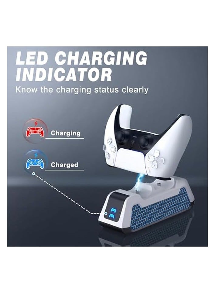 Dual USB-C Fast Charging Station for Controllers, Dual Controller Charger Dock with LED Lights Controller Charging Station DualSense Controller Charger