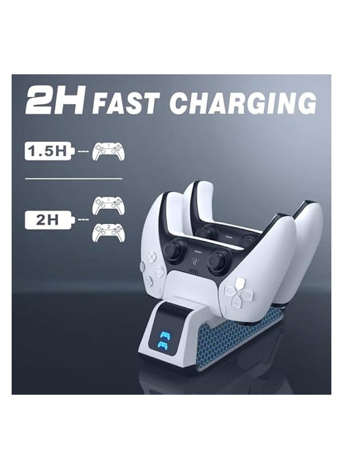 Dual USB-C Fast Charging Station for Controllers, Dual Controller Charger Dock with LED Lights Controller Charging Station DualSense Controller Charger