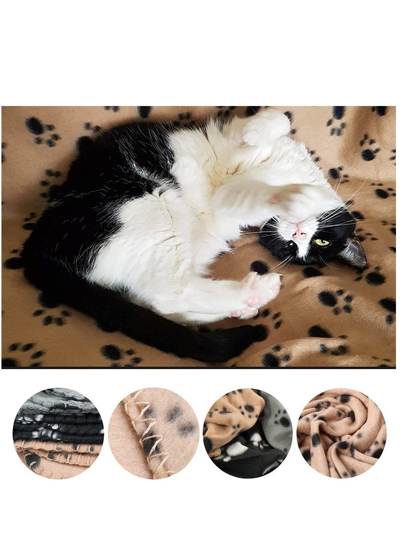 Pet Blankets Soft Dog Cat Fleece Blankets Extra Large Plush Throws Dog Cat New Pet Touch Soft Fleece Large Pet Blankets Kittens Paws Pack of 3 Khaki Grey and Black 100cm x 70cm