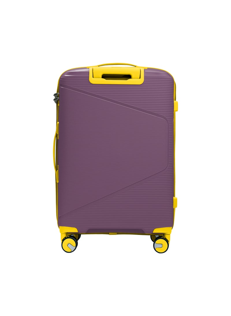 3 Piece Polypropelene Hardside Spinner Luggage Trolley Set 20/24/28 Inch Purple