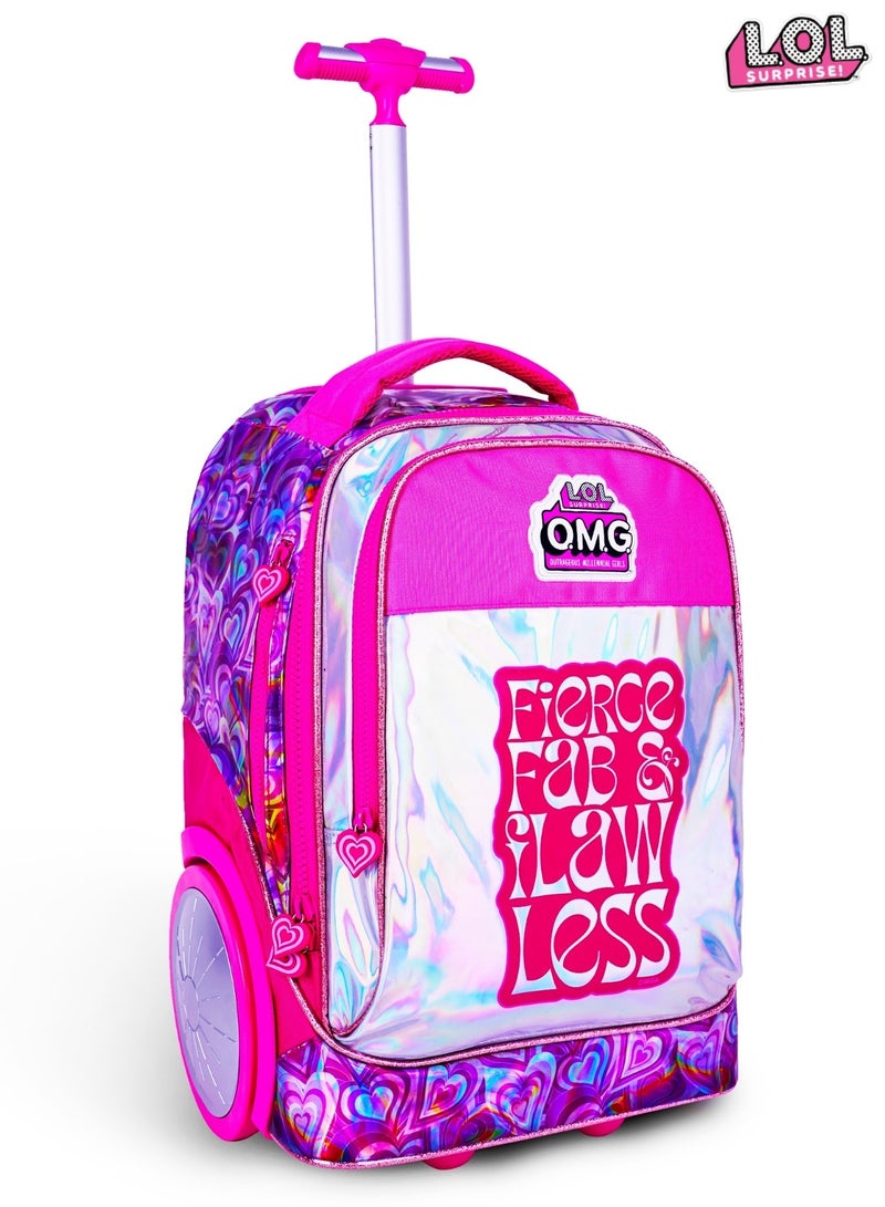 MGA LOL  20 Inch Kids Premium 3-in-1 Trolley School Bag Set - Ergonomic Backpack, Insulated Lunch Bag & Pencil Case,Lightweight, Durable, Students 6+ - Perfect for Travel & School,For Girls