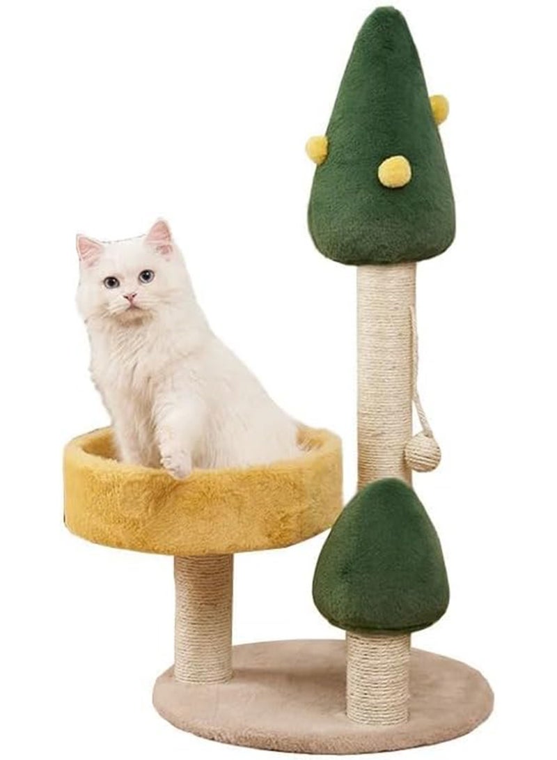 Cat Scratching Post 65 cm Tall Sisal Cactus Cat Scratcher with 3 Different Height Poles and Hanging Ball Cat Interactive Toy