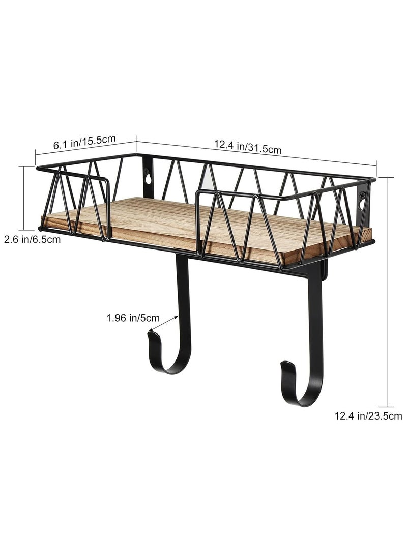 Ironing Board Hanger Wall Mount with Large Storage Wooden Base Basket Ironing Board Wall Mount with Large Storage Space, Wooden Base Basket and Removable Hooks