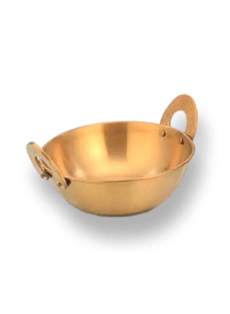 Kadai Gold Plates Pan 18 cm Induction/Gas/Ceramic/Oven Safe, Easy Pour Flared Rim, Perfect Wok for Cooking and Serving