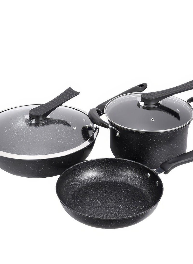 Hard Nonstick Fry Pan Set 3 Piece, Induction Oven Broiler Safe 500F, Cookware Black