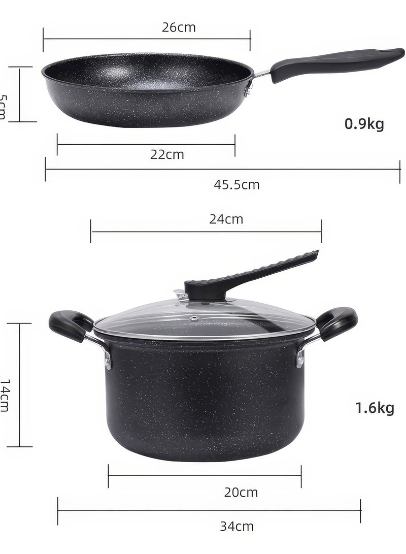 Hard Nonstick Fry Pan Set 3 Piece, Induction Oven Broiler Safe 500F, Cookware Black